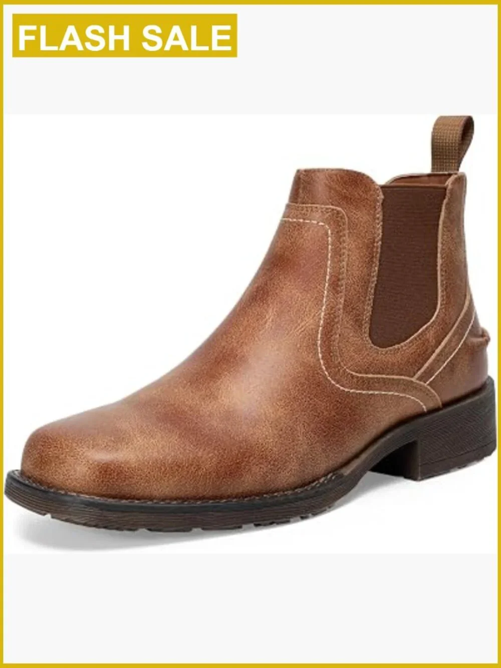 Men's Square Toe Chelsea Boots - Slip On Ankle Boots with Rubber Sole